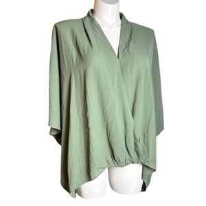 Wynne Layers 3X Elegant Green Women's Top Blouse Wrap Style QVC NWOT